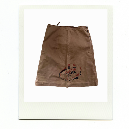 Vintage Prada Brown Logo Mini Skirt