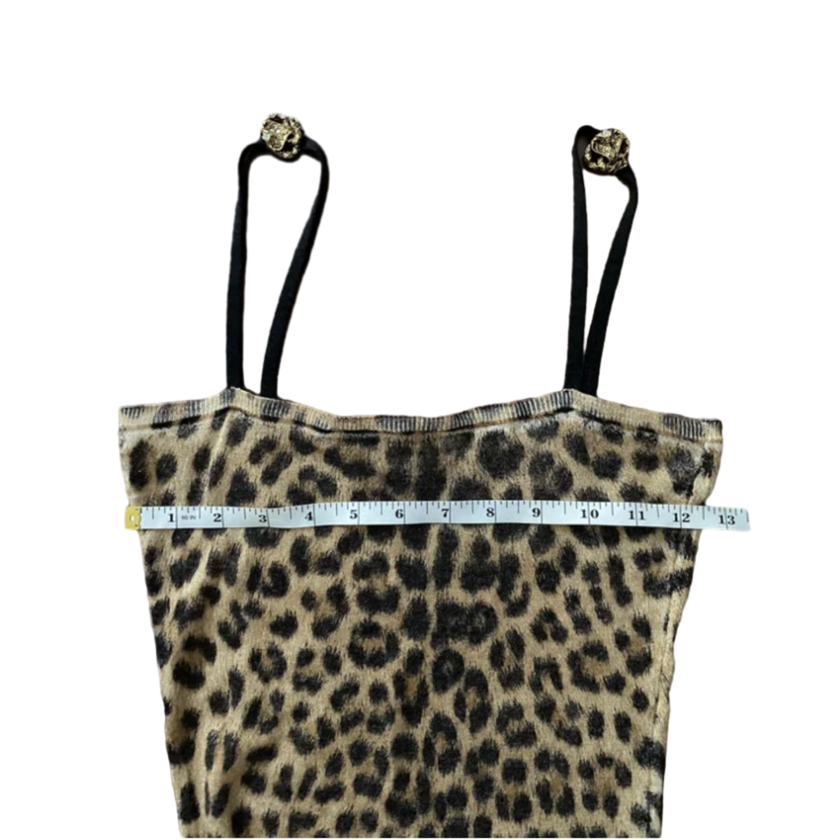 Roberto Cavalli Cashmere Leopard Print Cami Tank Top