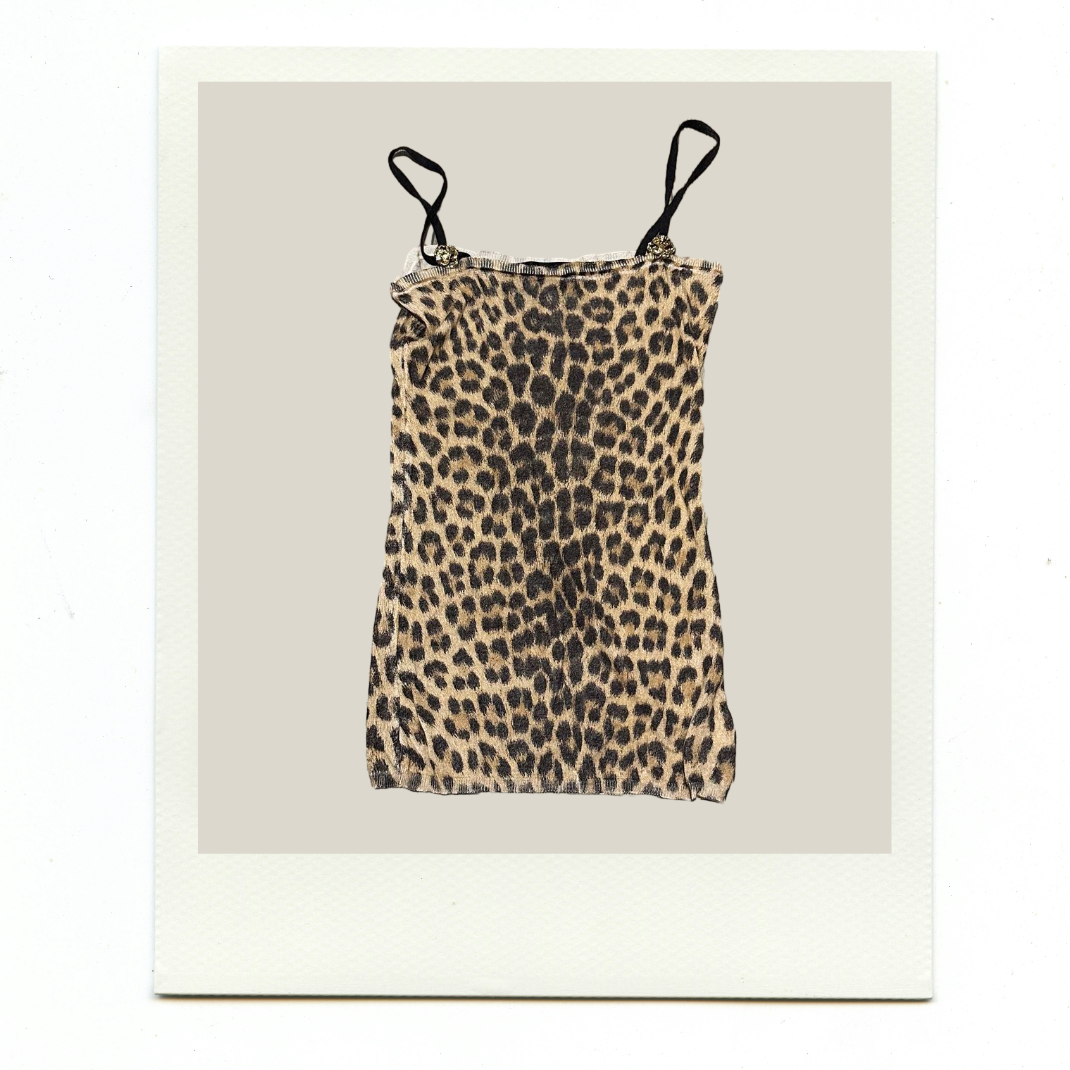 Roberto Cavalli Cashmere Leopard Print Cami Tank Top